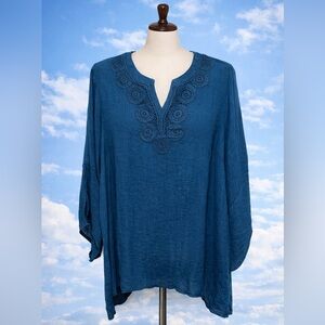 Zac & Rachel Teal Tunic with Lace Detail